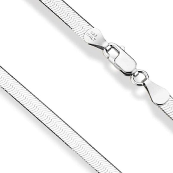 NEW 925 Sterling Silver Herringbone Snake Necklace - Picture 5 of 10